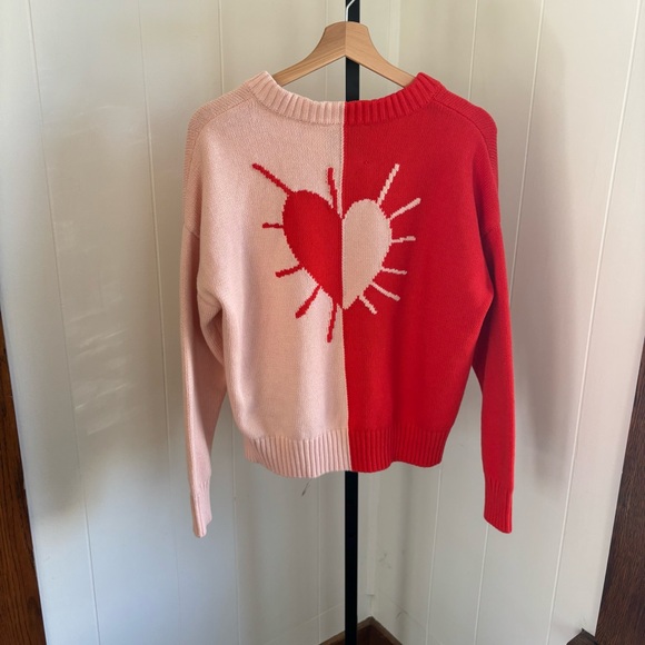 Kerri Rosenthal Sweaters - XOKR Kerri Rosenthal Women’s S Heart Colorblock V-Neck Knit Sweater Pullover NWT
